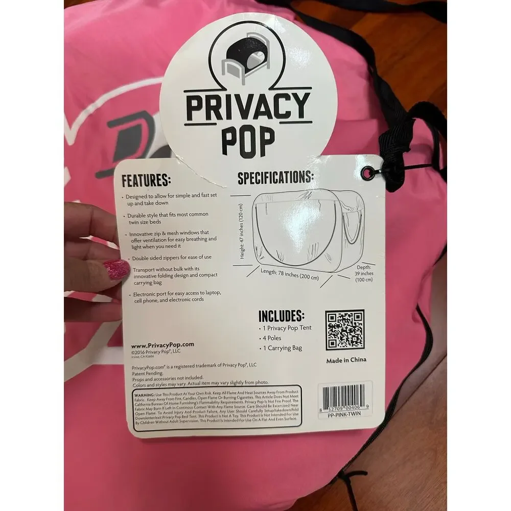 PRIVACY POP Portable Twin Privacy Pod in Pink Easy set-up for traveling